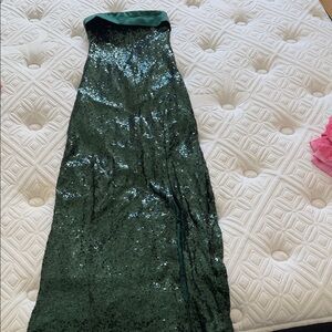 Altar'd State Emerald Satin Gown